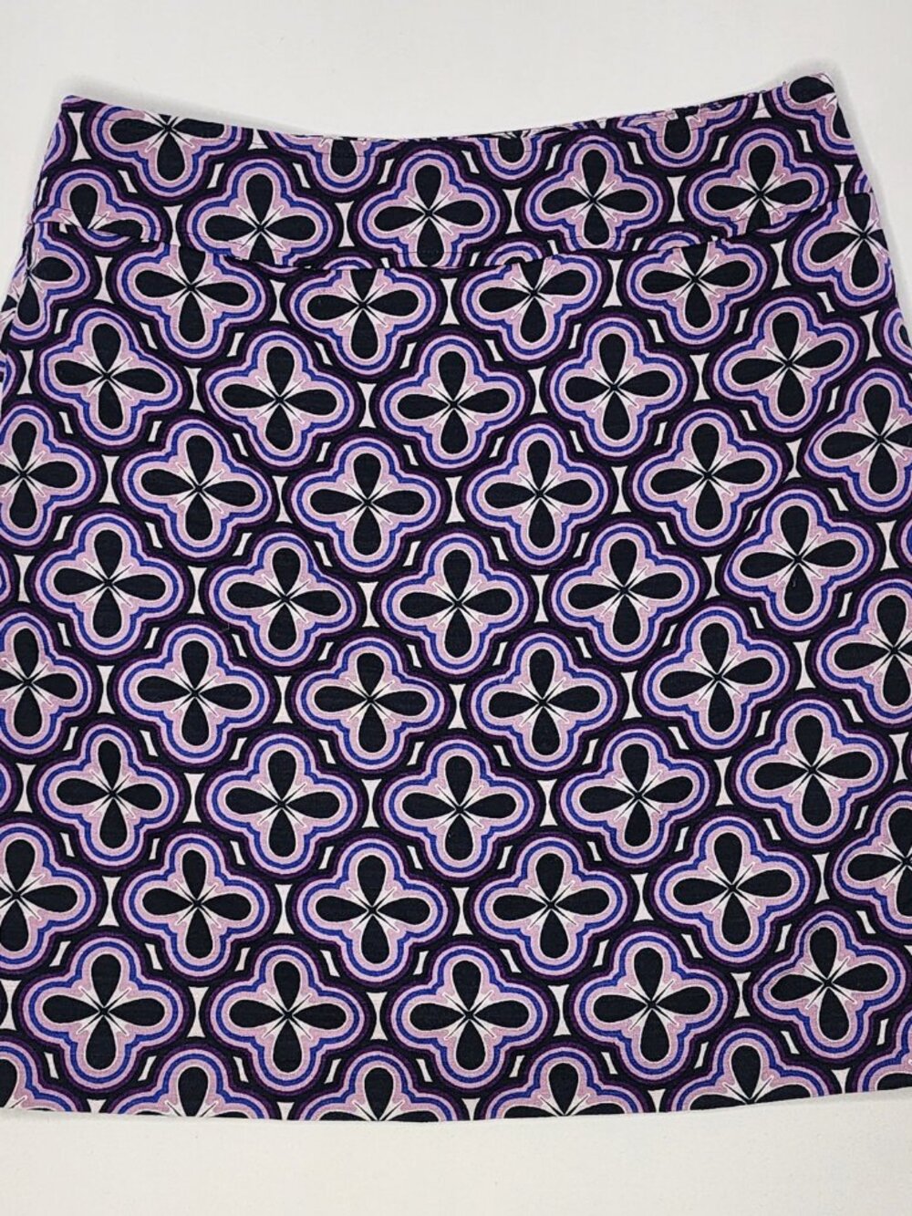 Ann Taylor Geometric Print Pencil Skirt Purple, Size 4 Quatrefoil Career